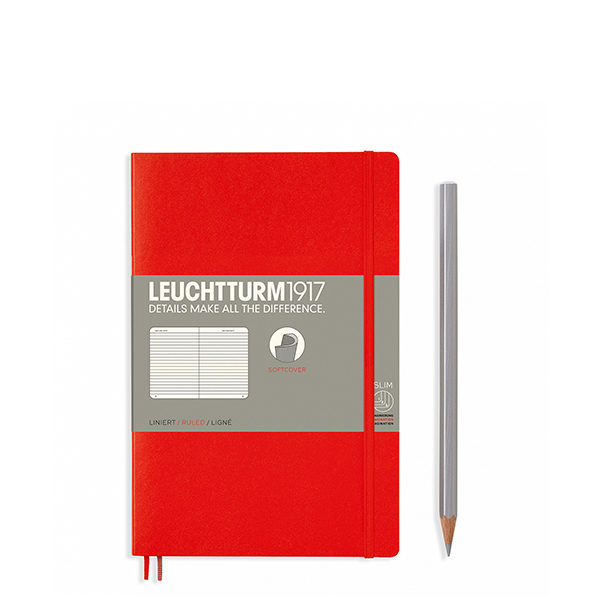 Блокнот Leuchtturm1917 Paperback (B6), М’яка обкладинка, Червоний, Лінія